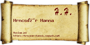 Hrncsár Hanna névjegykártya